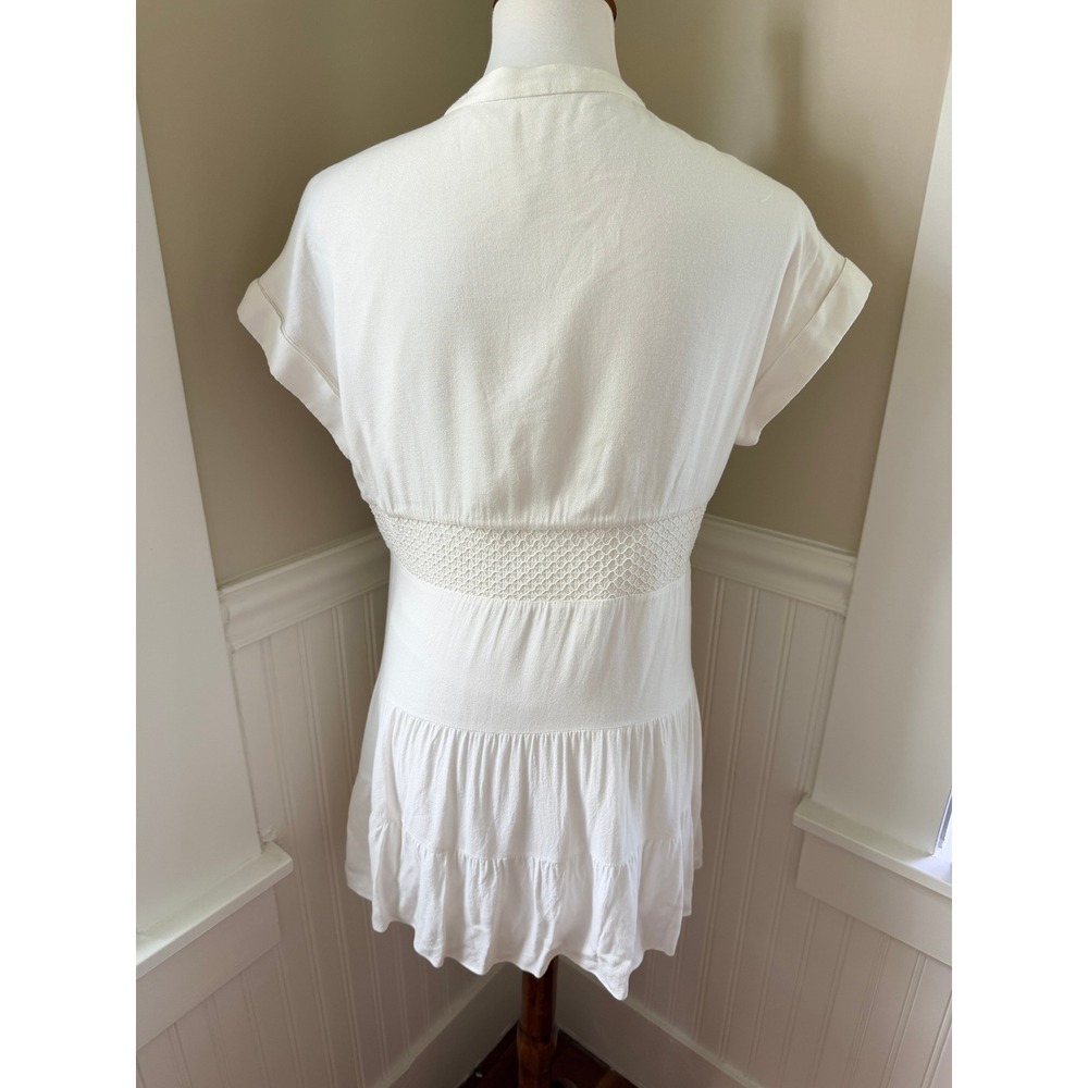 Alice + Olivia White Crochet Waist Tiered Mini Dress Size 0 - Picture 11 of 13